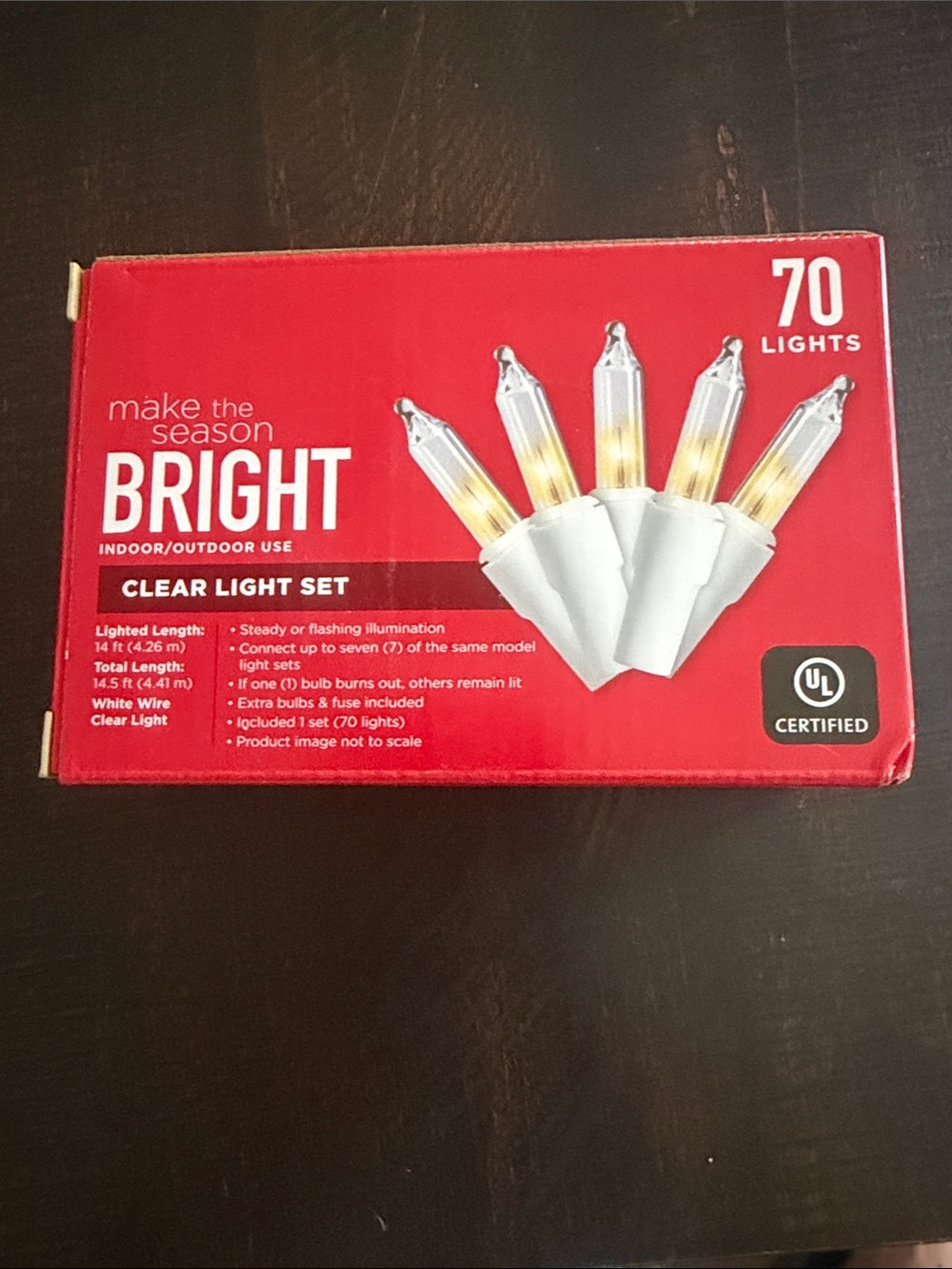 New Make The Season BRIGHT 70-Light Clear Light Set - Red Box